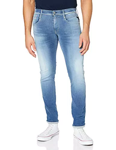 Replay Anbass Hyperflex Re-Used Jeans Uomo con cotone riciclato, Blu