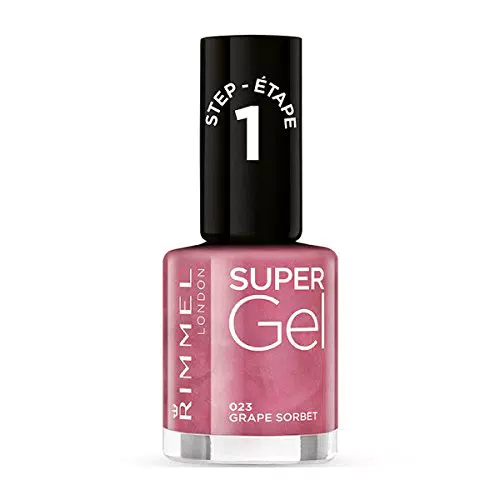 Rimmel London Smalto Unghie Super Gel - Nail Polish Effetto Gel a Lunga Durata - 023 Grape Sorbet - 12 ml