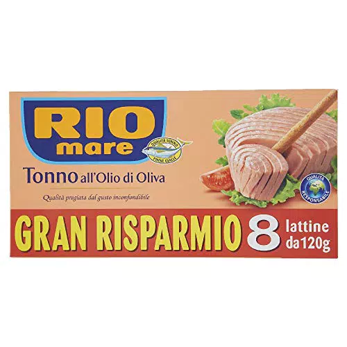 Rio Mare Tonno all'Olio di Oliva, Qualità Pinne Gialle, 8 Lattine da 120g