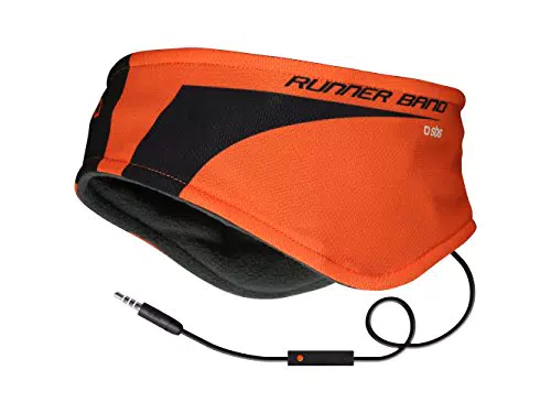 SBS, Fascia sportiva invernale con paraorecchie e auricolari, arancione