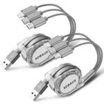 SDBAUX Multi Cavo di Ricarica 3A/1M/2-Pezzi, 3 in 1 Cavo per Cellulari Retrattile con iP Micro USB Tipo C Ricarica Rapida Cavo USB per Samsung Galaxy S22 S9