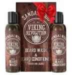 Set Shampoo Barba e Balsamo all'Olio di Argan e Jojoba - Ammorbidisceenisce e Rinforza la Crescita della Barba - Profumo Naturale al Sandalo - Shampoo per Barba con Olio