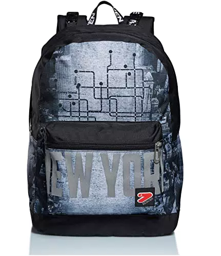 Seven Zaino - The Doublein Town, Nero/Argento - 2In1 Reversibile Nero - Cuffie Wireless Incluse - Eco Material