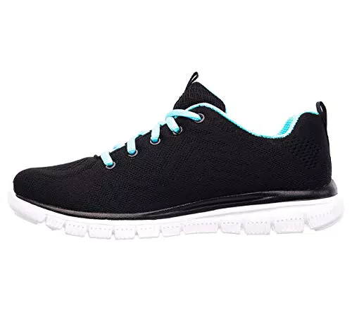 Skechers Graceful Get Connectedneaker Donna, Black Mesh/Turquoise Trim