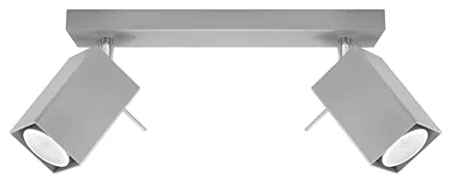 SOLLUX LIGHTING Merida 2 Lampada Da Soffitto Lampada Da Soffitto Minimalista Per Interni Paralume Mobile Lampadina GU10 2 x 40 W 2 x 12 W LED Grigio Acciaio Verniciato A Polvere 30 x 6 x 16 cm