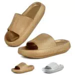 Somic Ciabatte Nuvola Donna Estive Mare Uomo Spiaggia Fibbia Sandali Infradito Pantofole Antiscivolo Super Morbida Gomma Slides Suola In Gomma EVA Ultra Morbida Oro Taglia Europea 44/45