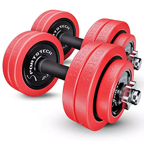 set di manubri con pesi regolabili e copertura in silicone, 20kg