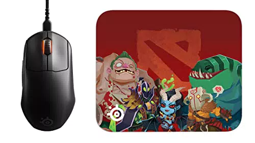 SteelSeries Prime Mini - Prestazioni Esports Mouse di Gaming - Switch magneto-ottici - Fattore di forma mini + QcK Mini Dota 2 / TI - Mouse pad da gioco