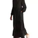 Superdry Skylar Maxi Dress Vestito Casual, Black DOT Donna