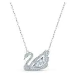 Swarovski Collana Dancing Swan, Cigno, Bianco, Placcato rodio
