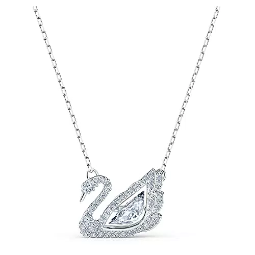 Swarovski Collana Dancing Swan, Cigno, Bianco, Placcato rodio