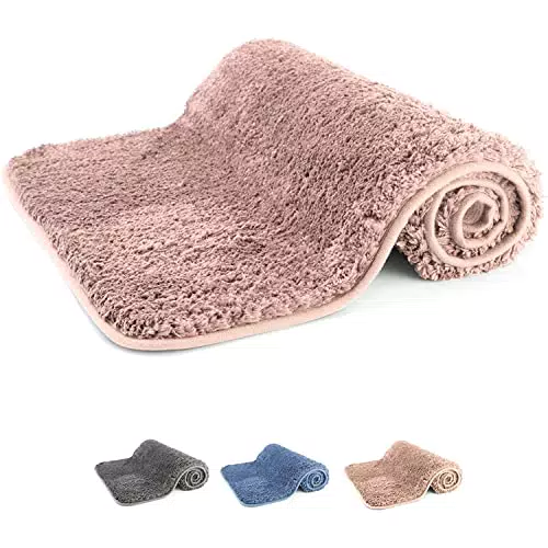Tappeto da bagno di lusso rosa, Tappeto da bagno antiscivolo in microfibra 50x80 cm| Design super morbido