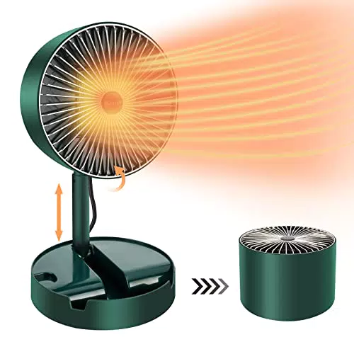 Termoventilatore Ceramica, Bestcool pieghevole e retrattile Stufetta Elettrica portatile piccola scrivania riscaldamento rapido PTC riscaldatore in ceramica con 2 modalità di calore 600/1000W