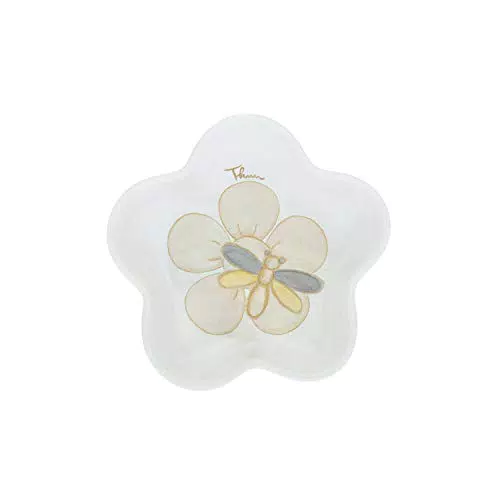 THUN - Poggia Bustina Decorato con Fiore e Farfalla - Accessori Cucina - Linea Elegance - Porcellana - 10 x 10 x 0