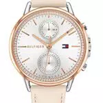 Tommy Hilfiger Orologio Analogico Multifunzione al Quarzo da Donna con Cinturino in Pelle Rosato - 1781913
