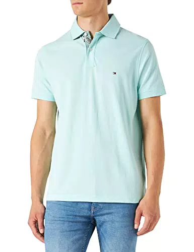 Tommy Hilfiger Print Under Collar Regular Polo, Frosty Jade