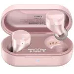TOZO T12 Auricolari Wireless Bluetooth Cuffie touch control e custodia di ricarica Display a LED digitale IPX8 Auricolari impermeabili Microfono incorporato Bassi profondi per lo sport Oro Rosa