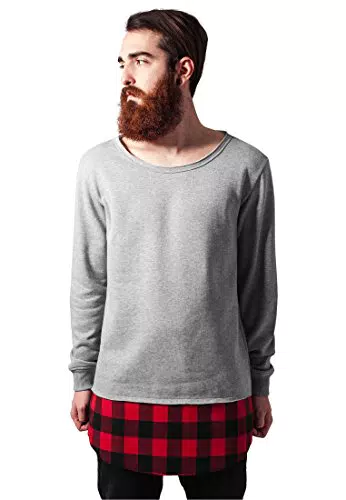 Urban Classics Collo Lungo in Flanella, con Bordo Aperto Felpaulticolore