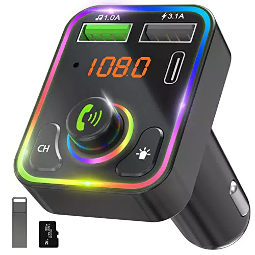 UYKLJH Trasmettitore Bluetooth 5.0 per Auto, adattatore trasmettitore per autoradio