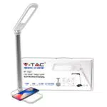 V-TAC Lampada da Tavolo con Caricatore Wireless per Telefono Smartphone Dimmerabile 3 in 1 con Comandi Touch Lampada Bianca con Protezione Occhi Testa Ruotabile a 270 gradi