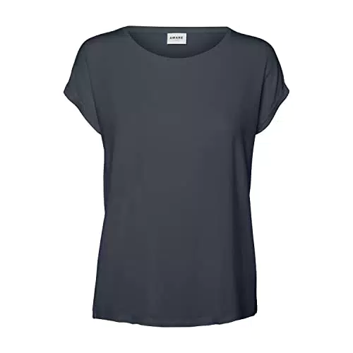 Vero Moda Vmava Plain SS Top Ga Noos Maglietta, Blu