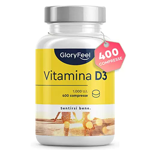 Vitamina D3 1000 IU per Compressa, 400 Compresse, Vit D ad Alto Dosaggio
