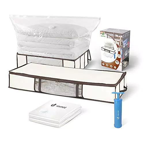 VOUNOT 2 Pezzi Contenitori Sottoletto, Borsa di immagazzinaggio con Sacchetti Sottovuoto Salvaspazio Riutilizzabili