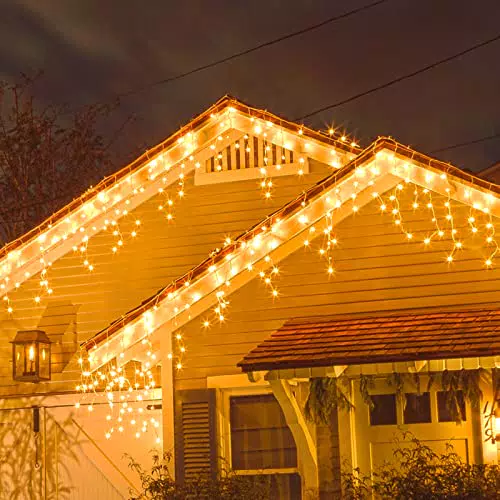 Zorela Luci Natale Esterno Cascata 10M 400 LED Tenda Luminosa Esterno Natale Prolungabile Luci di Natale Cascata di Stalattiti con 8 Modalità Impermeabile per Balcone