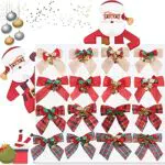 16 Pezzi Fiocco di Natale Decorativo, Fiocchi Rossi Laurea Confezione Regalo Decorazione di Natale per Albero di Natale Decorazione Regalo Natalizia Fiocchi Natale Decorazioni per ghirlande