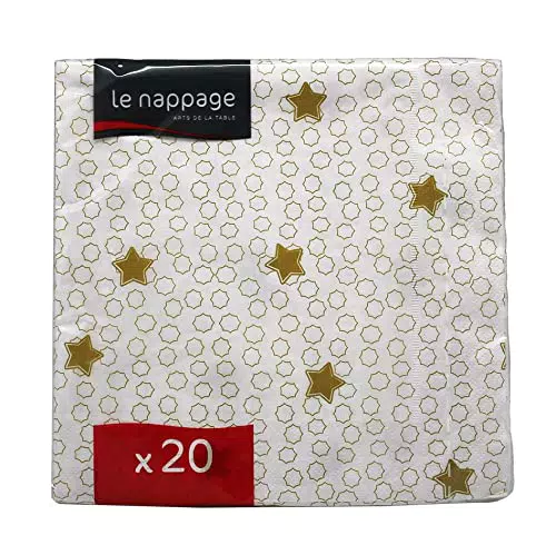 20 tovaglioli in ovatta 33 x 33 cm, 3 strati Gold Stars