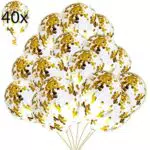 40 Palloncini di Coriandoli Oro, Confetti Balloons, Palloncino Transparente con Coriandoli Dorati. Decorazioni per Festa Compleanno e Capodanno