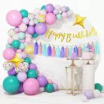 162 Pezzi Unicorno Palloncini Ghirlanda Arco Ragazza Compleanno Birthday Banner Nappa Carta Festa Decorazioni Viola Rosa Macaron Pastello Lattice Palloncino Donna Ragazzi Battesimo Oro Confetti Stella