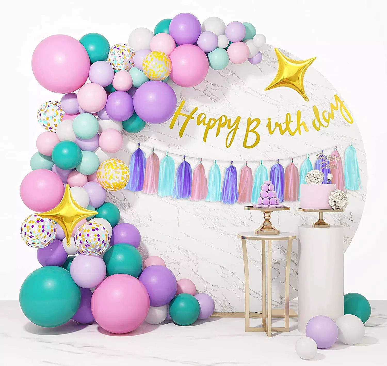 162 Pezzi Unicorno Palloncini Ghirlanda Arco Ragazza Compleanno Birthday Banner Nappa Carta Festa Decorazioni Viola Rosa Macaron Pastello Lattice Palloncino Donna Ragazzi Battesimo Oro Confetti Stella