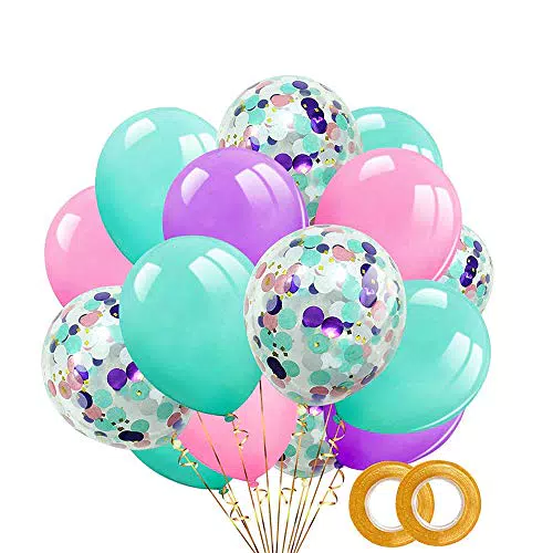 A+ 40 palloncini con coriandoli, 40 pezzi, colore viola