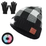 Achort Berretto Bluetooth 5.0 Invernali USB Ricaricabile Wireless Musicale Cappello da Corsa Illuminazione e Lampeggiante modalità LED Lampada Uso per Uomo Donna Sci Escursionismo Campeggio Ciclismo