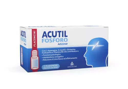 Acutil Fosforo Advance, Integratore Alimentare a Base di L-asparagina, 10 Flaconcini Pronti da Bere