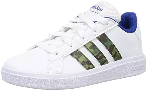 adidas Grand Court 2.0 K, Sneaker, Ftwr White/Green Oxide/Team Royal Blue