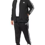 adidas M 3S TR TT TS, Tuta da Ginnastica Uomo, Top: Nero/Bianco Fondo: Nero/Bianco