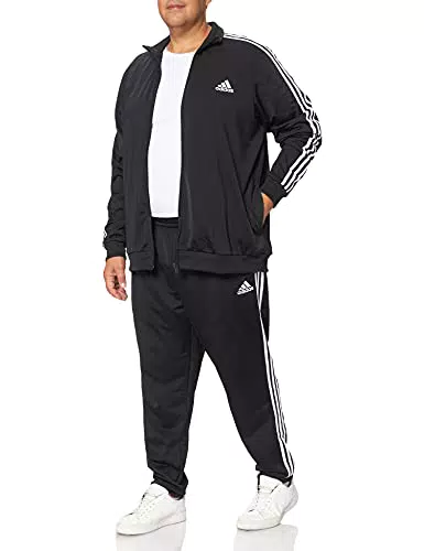 adidas M 3S TR TT TS, Tuta da Ginnastica Uomo, Top: Nero/Bianco Fondo: Nero/Bianco