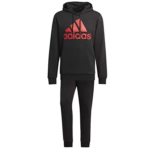 adidas M Bl Ft HD TS Tuta, Nero/Scarlatto