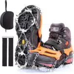 AGPTEK Ice Tacchetti 19 Denti, Ramponi da Ghiaccio per Scarpe Portabile Neve Ramponi per Donna e Uomo con Ottimo Grip per Passeggiate