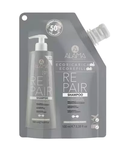 Alama Professional Eco-Refill Repair Shampoo Ristrutturante e Protettivo con Cheratina per Capelli Danneggiati e Sfibrati