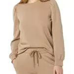 Amazon Aware Felpa con Maniche a Palloncino Donna, Tan