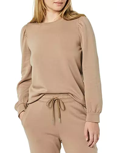 Amazon Aware Felpa con Maniche a Palloncino Donna, Tan
