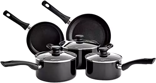 Amazon Basics 5 Pezzi Batteria da Cucina a Induzione - Antiaderente
