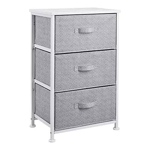 Amazon Basics - Cassettiera per l’armadio, 3 cassetti in tessuto colore bianco