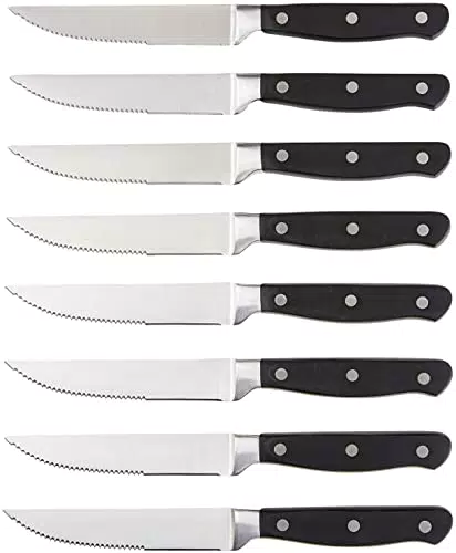 Amazon Basics - Set Premium di coltelli da carne, 8 pezzi