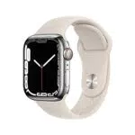 Apple Watch Series 7 Smartwatch con cassa in acciaio inossidabile color argento con Cinturino Sport color galassia - Regular Fitness tracker