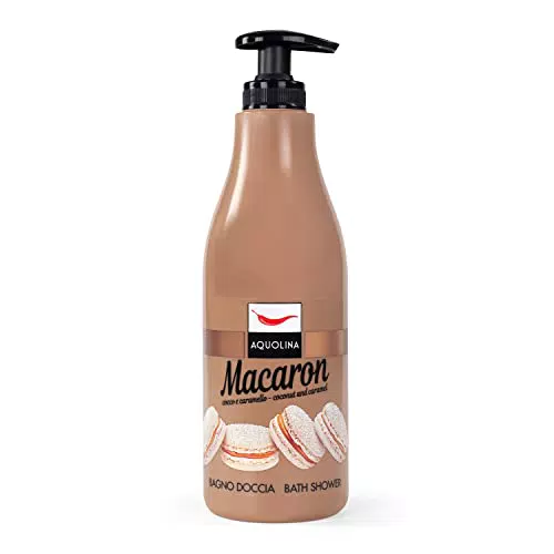 Aquolina Bagno Doccia Macaron COCCO E CARAMELLO. Bagnoschiuma delicato e leggero di veloce assorbimento - Formato da 500 ml