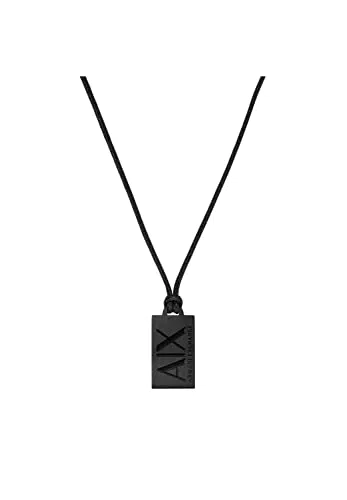 Armani Exchange - Collana Logo Tono Nero Acciaio Inox con per Uomo AXG0086001